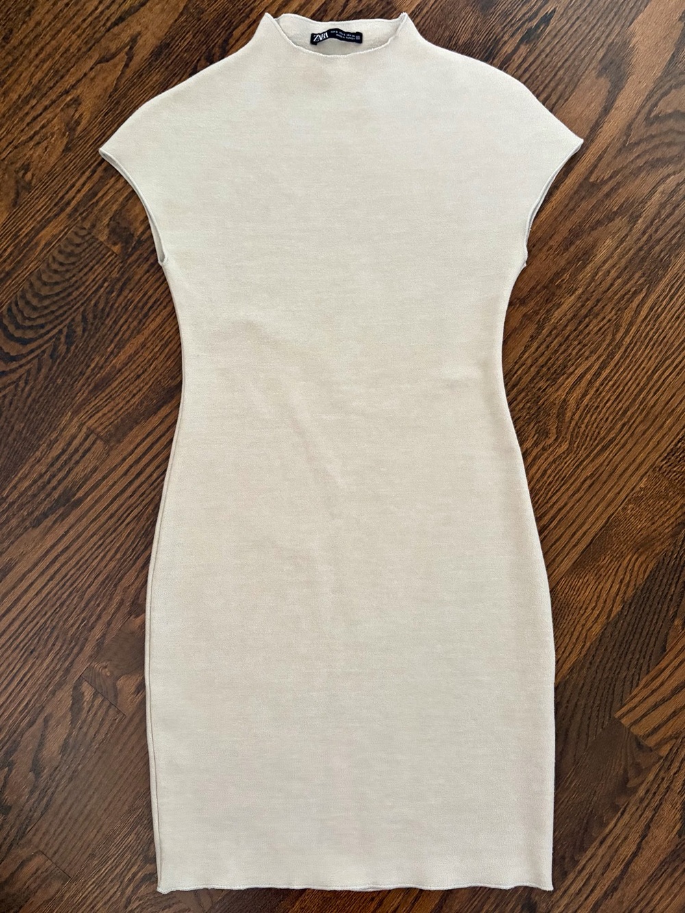 Zara Cream Mock Neck Midi Dress